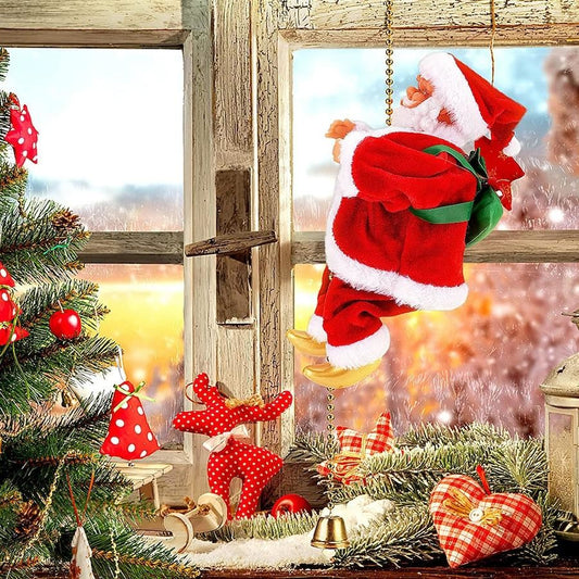 Electric Climbing Santa Claus Christmas Decoration with Music and Light- Chain