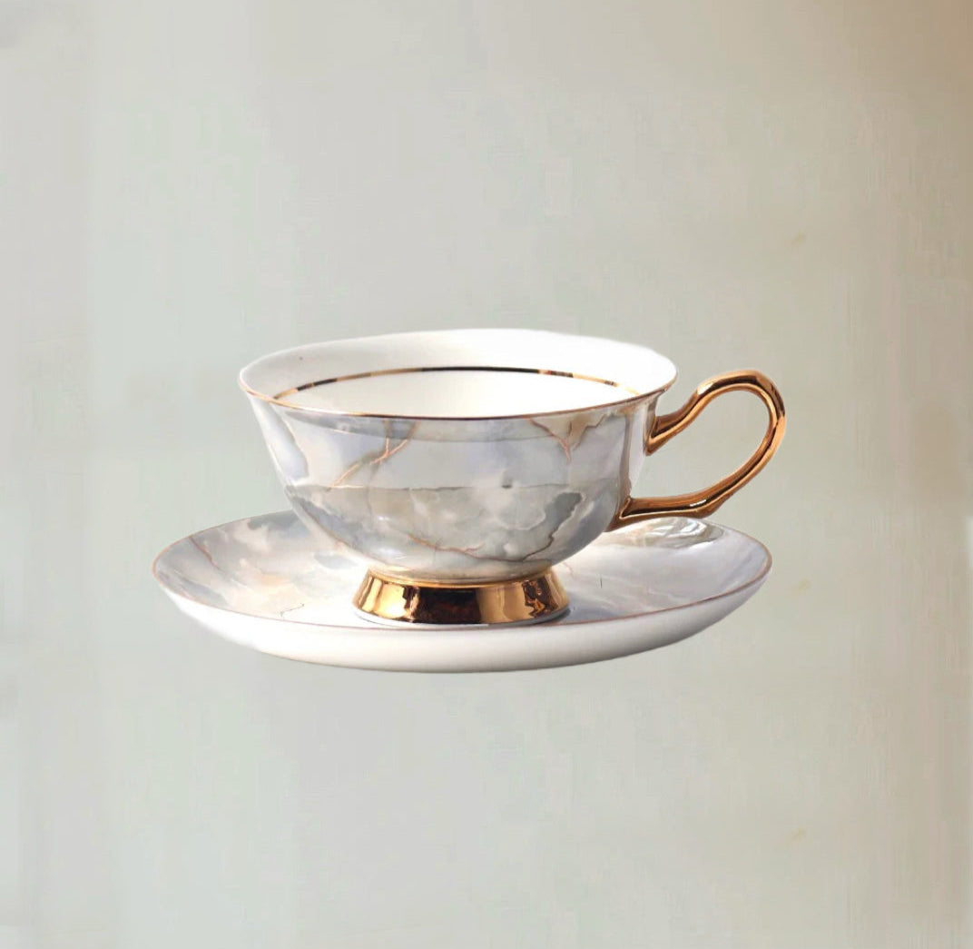 Marble - Inspired Cup Set Bone China 220ml(Gift Box)