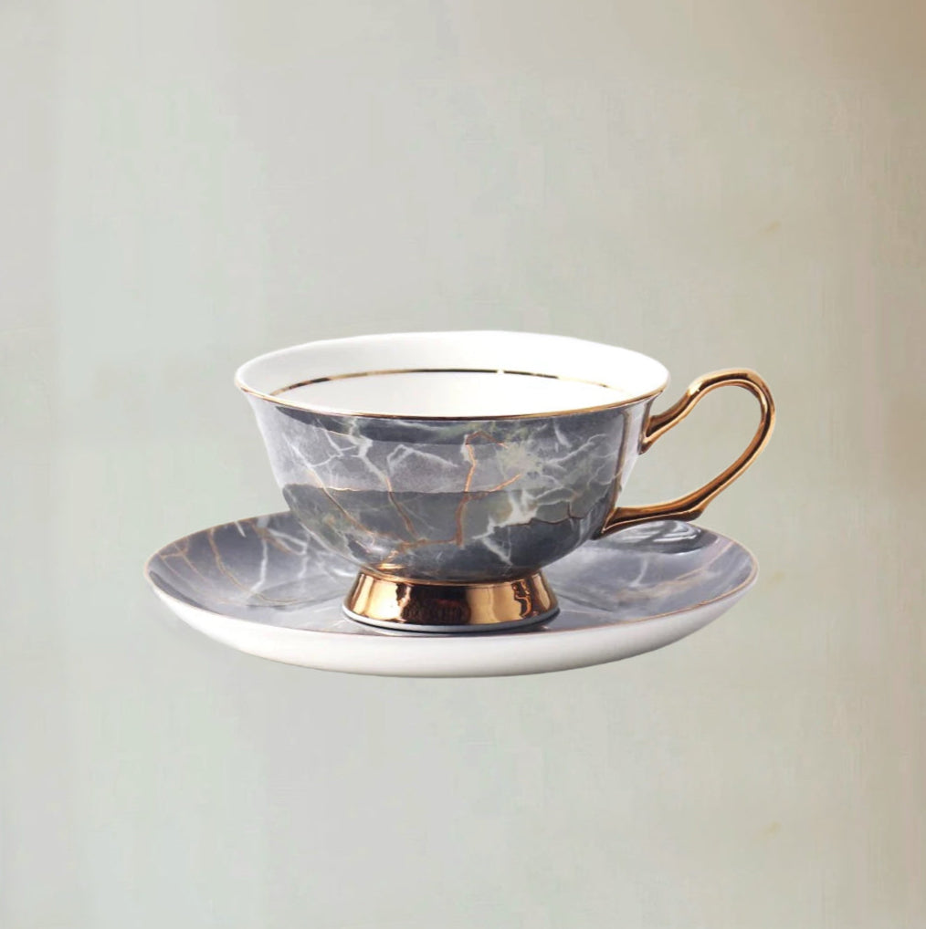 Marble - Inspired Cup Set Bone China 220ml(Gift Box)
