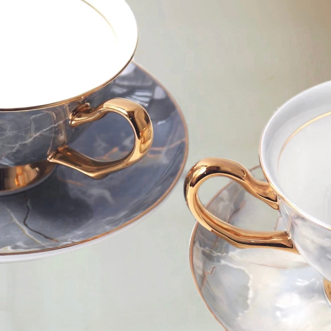 Marble - Inspired Cup Set Bone China 220ml(Gift Box)