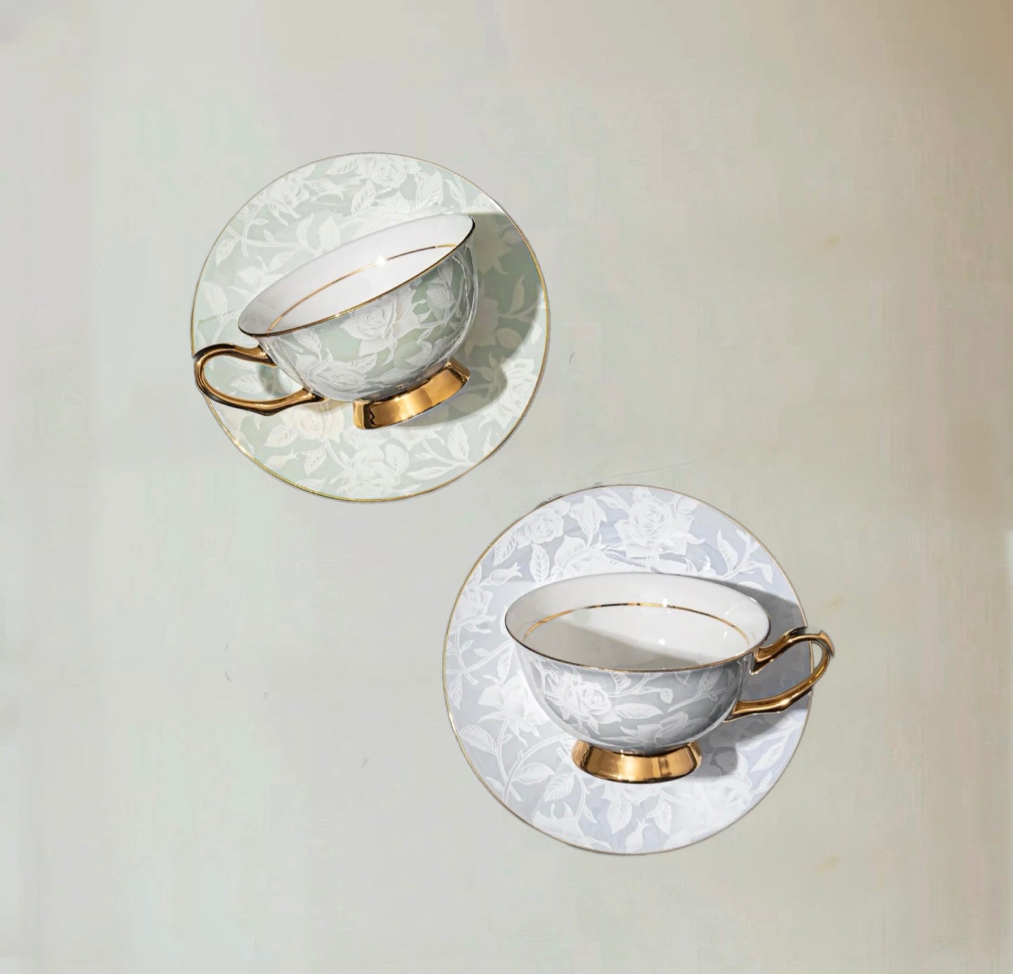 Rose - Embossed Floral Cup Set Bone China 220ml(Gift Box)