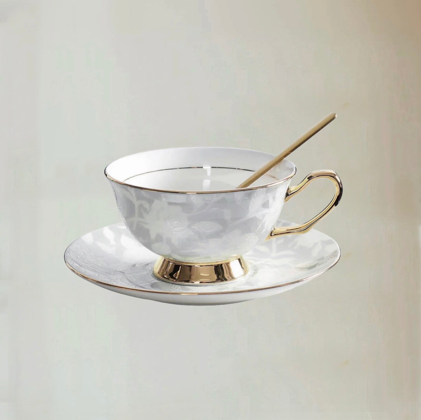 Rose - Embossed Floral Cup Set Bone China 220ml(Gift Box)