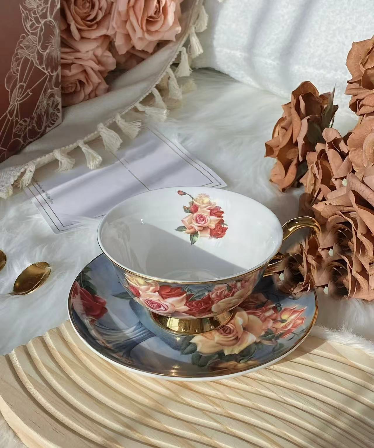 Rosy - Bouquet Floral Cup Set Bone China 220ml(Gift Box)