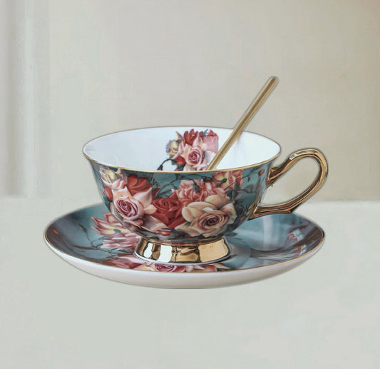 Rosy - Bouquet Floral Cup Set Bone China 220ml 6pcs(Gift Box)