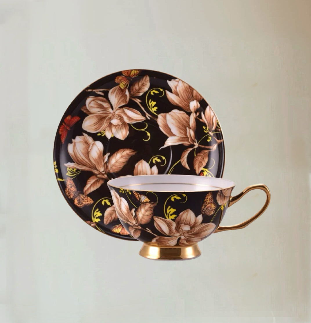 Garden Floral Cup Set Bone China 220ml (Gift Box)