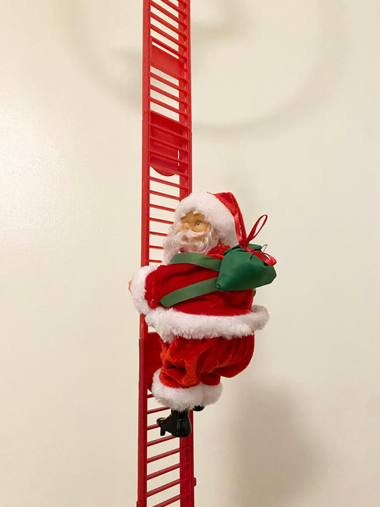 Electric Climbing Santa Claus Christmas Decoration with Music and Light - Ladder