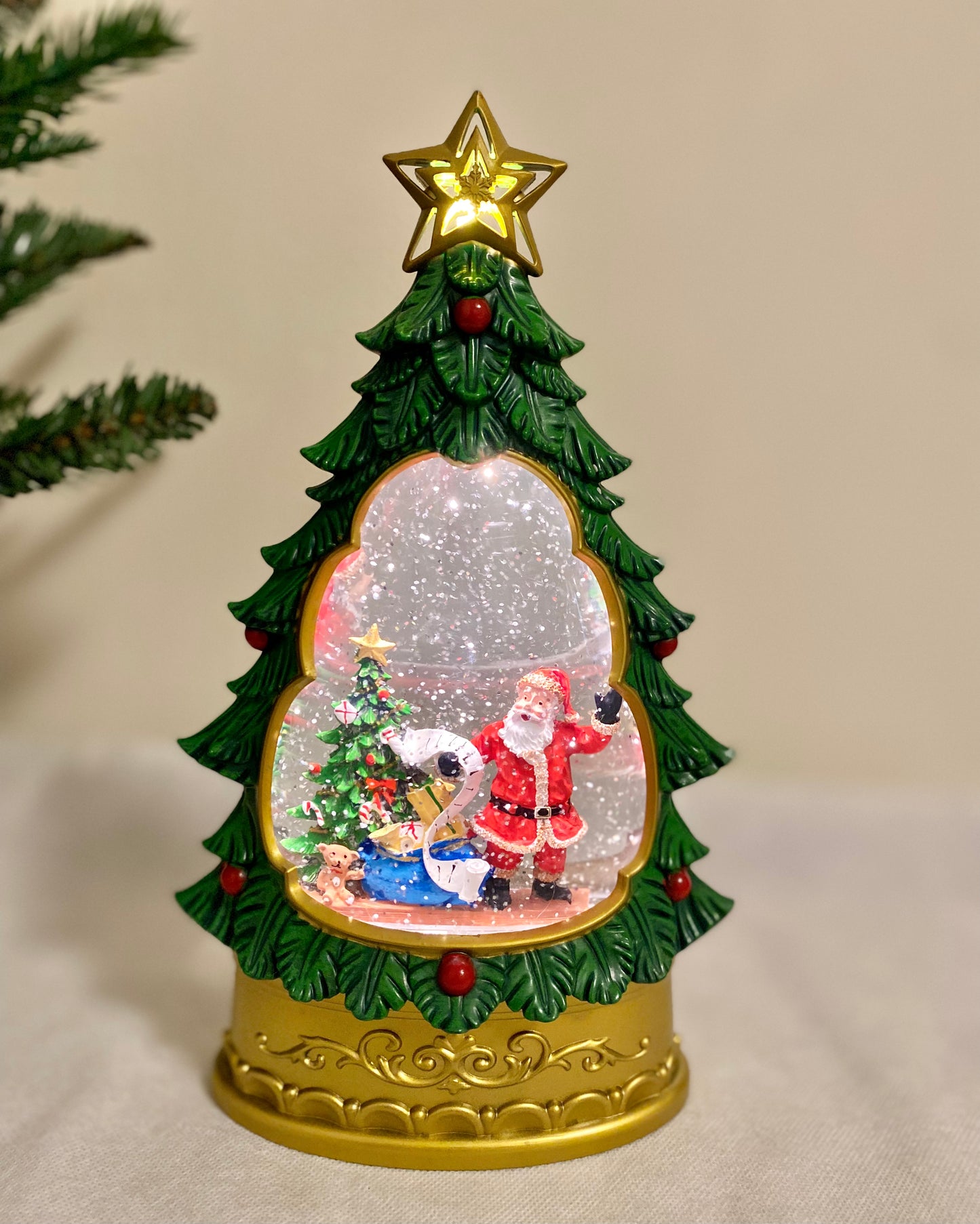 Magical Christmas Tree Snow Globe Music Box (Dreamy Lights & Auto-Snow)