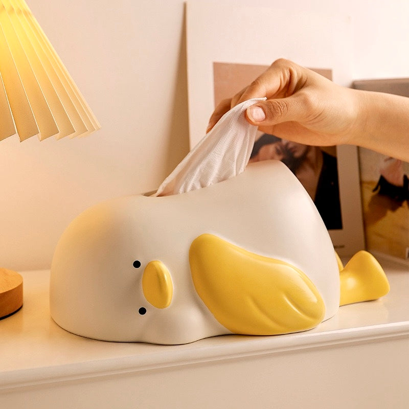 Adorable Laying Flat Duck ceramic Tissue Box /Holder