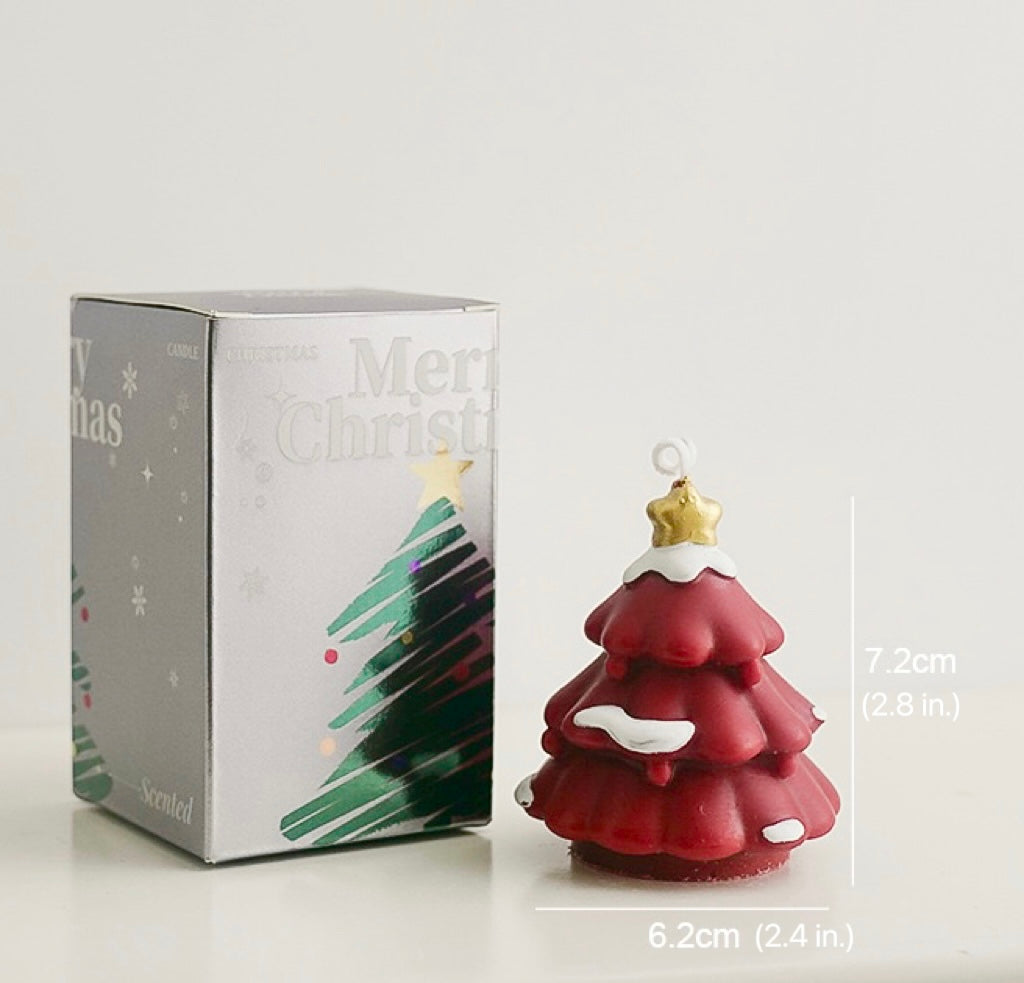 Handmade Christmas Tree Scented Candle — Red