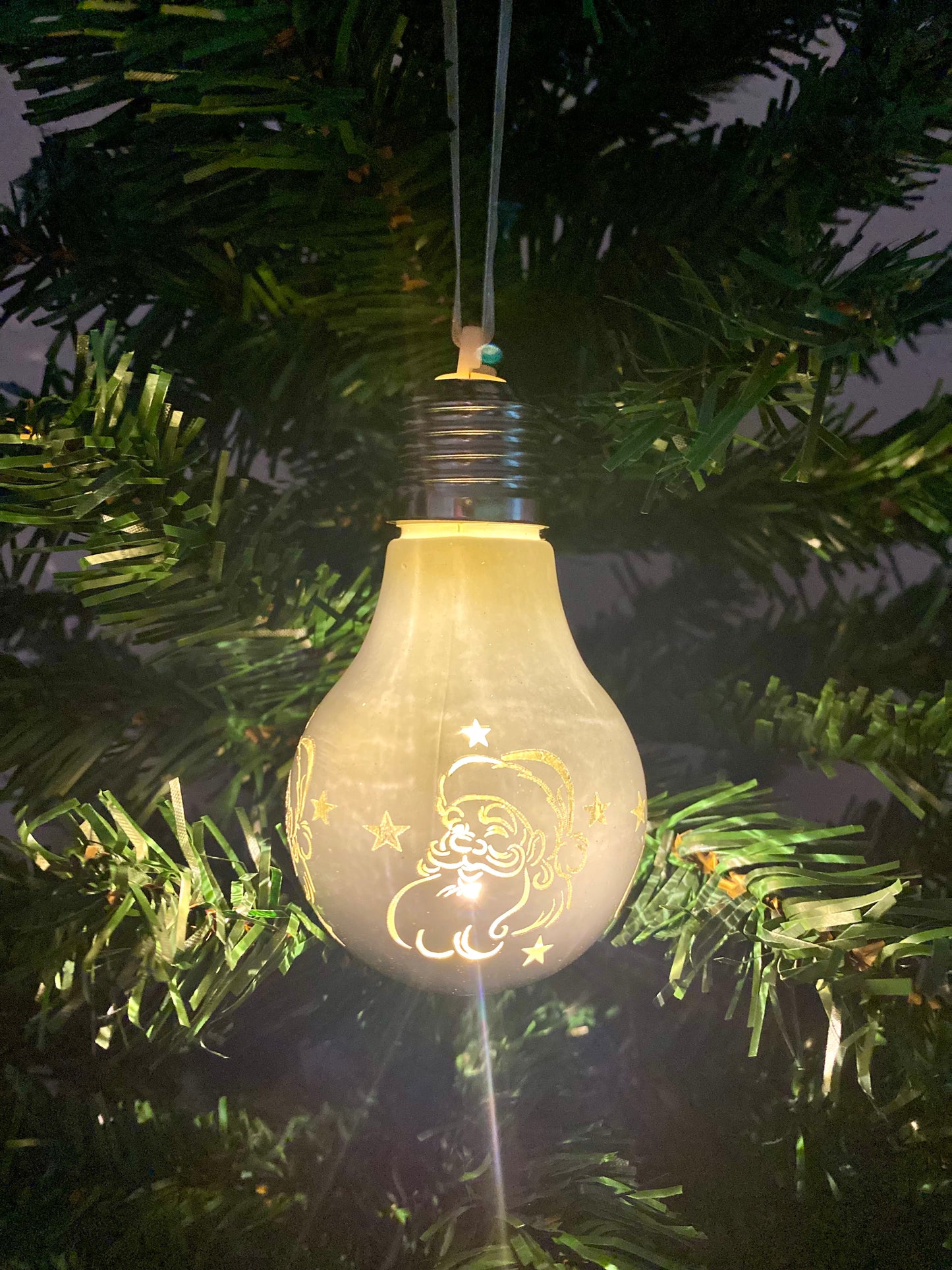 Lighted Santa Bulb Christmas Ornament