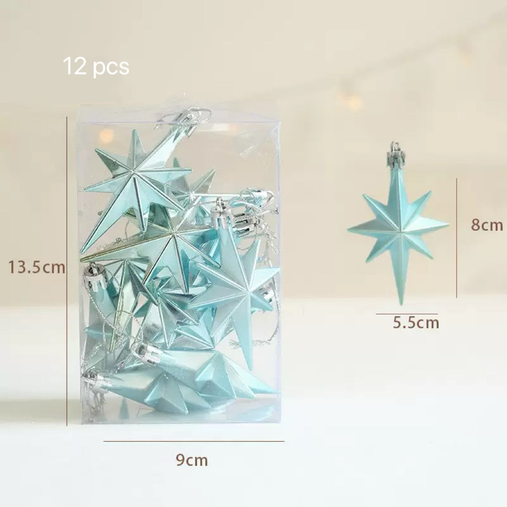 Blue Star - Shaped Christmas Tree Ornaments - 12PCS