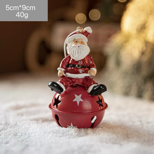 Iron Santa on Red Bell Christmas Ornament