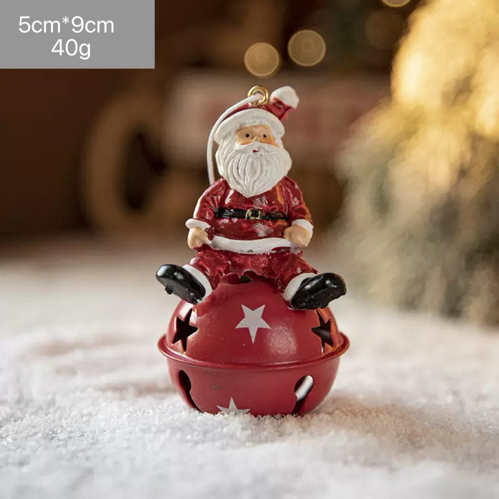 Iron Santa on Red Bell Christmas Ornament