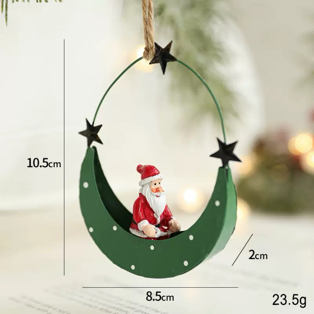 Crescent Santa Christmas Ornament