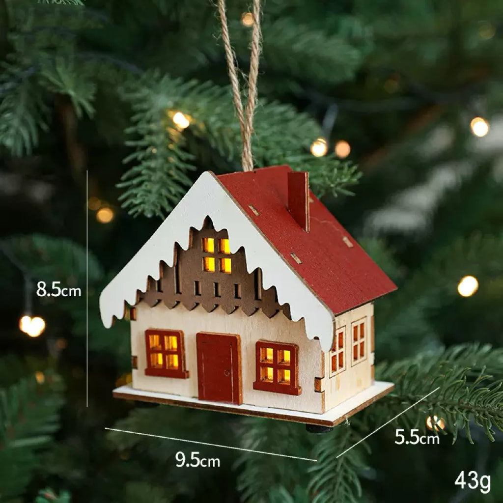 Light - up Wooden House Christmas Ornament