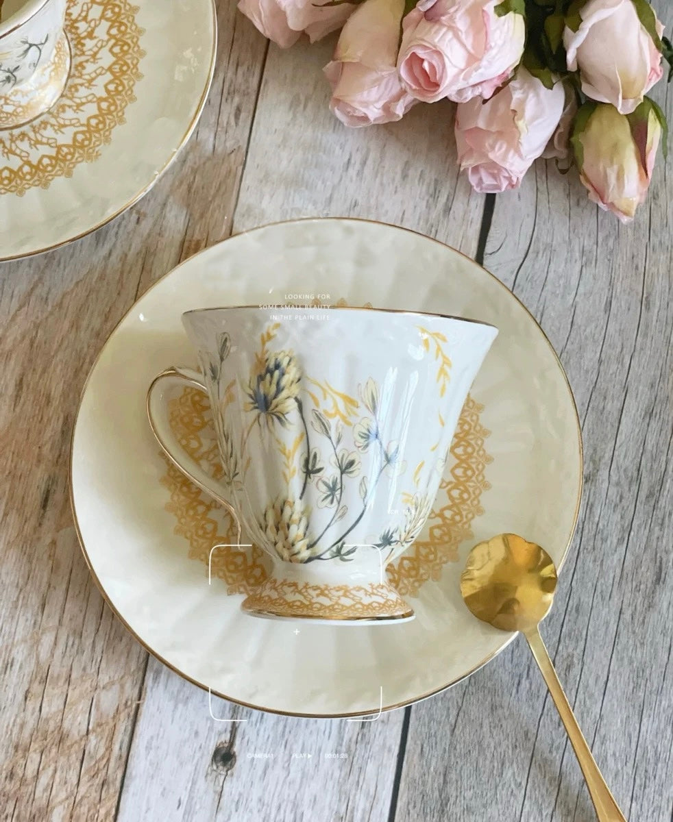 French Floral Ceramic Cup Set 180ml (Gift Box)