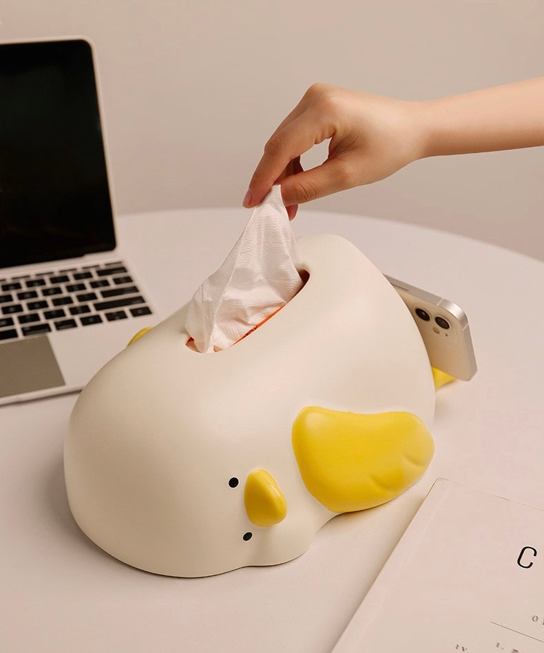 Adorable Laying Flat Duck ceramic Tissue Box /Holder