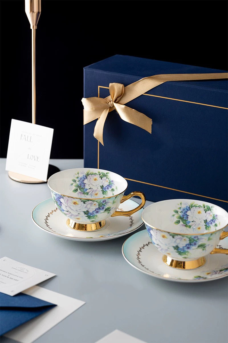 Floral Serenade Coffee Tea Cup Set Bone China 220ml (6pcs gift package)