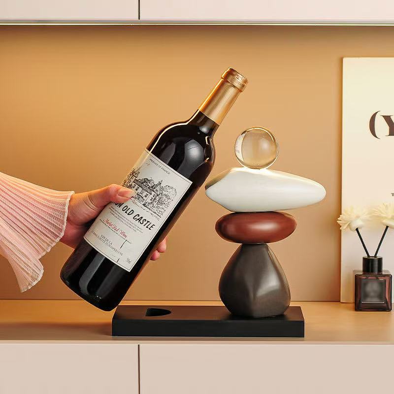 Decorative Ceramic Stacked Stone Wine Rack