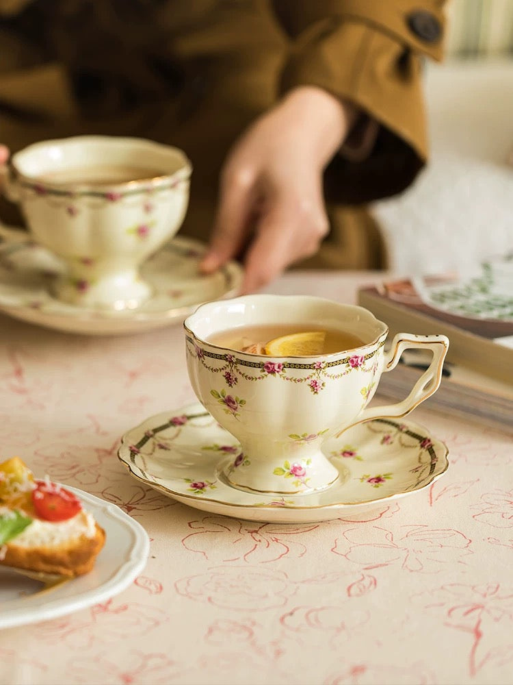 British Rose Ceramic Coffee Tea Cup Set 230ml (gift package)