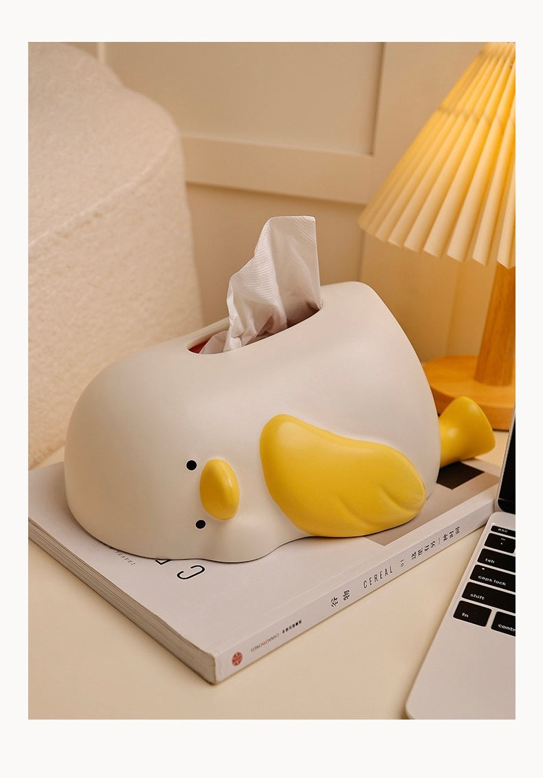 Adorable Laying Flat Duck ceramic Tissue Box /Holder