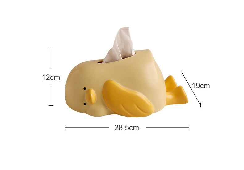 Adorable Laying Flat Duck ceramic Tissue Box /Holder