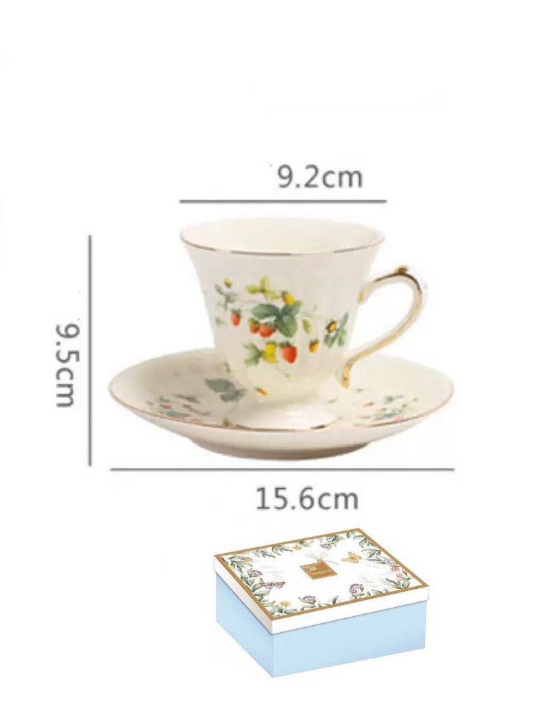 Strawberry Ceramic Coffee Tea Cup Set 250ml (gift package)
