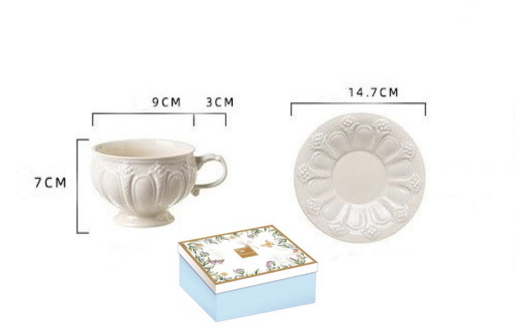 Luxury-embossed Ceramic Coffee Cup Set 250ml (gift package)