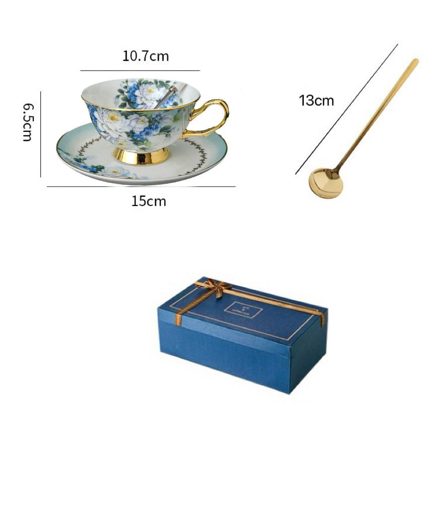 Floral Serenade Coffee Tea Cup Set Bone China 220ml (6pcs gift package)