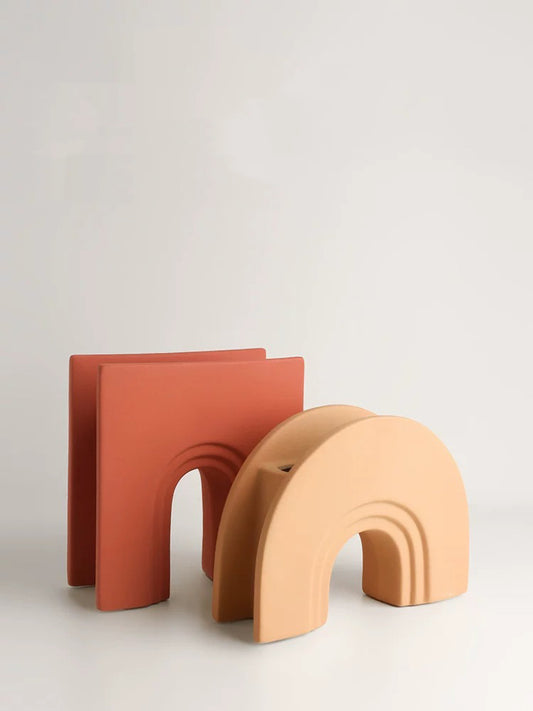 Arched ceramic vases set