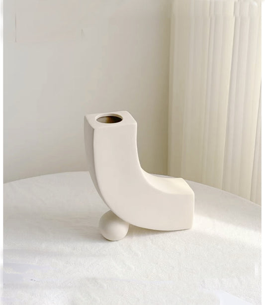 Wooden Tray and Curved Flower Vase Charming Set