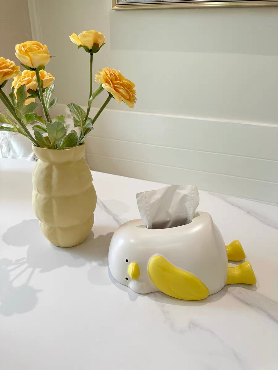 Laying Flat Duck ceramic Tissue Box /Holder