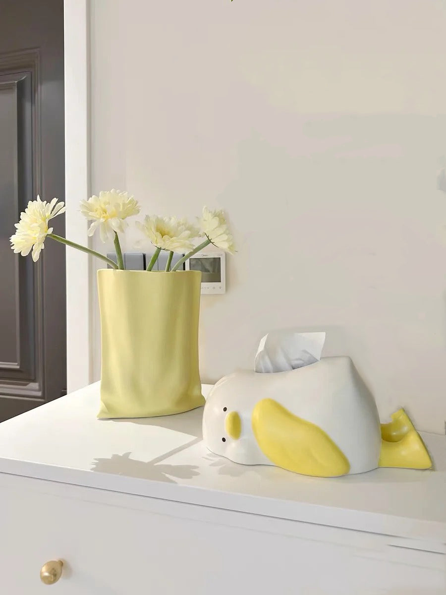 Laying Flat Duck ceramic Tissue Box /Holder