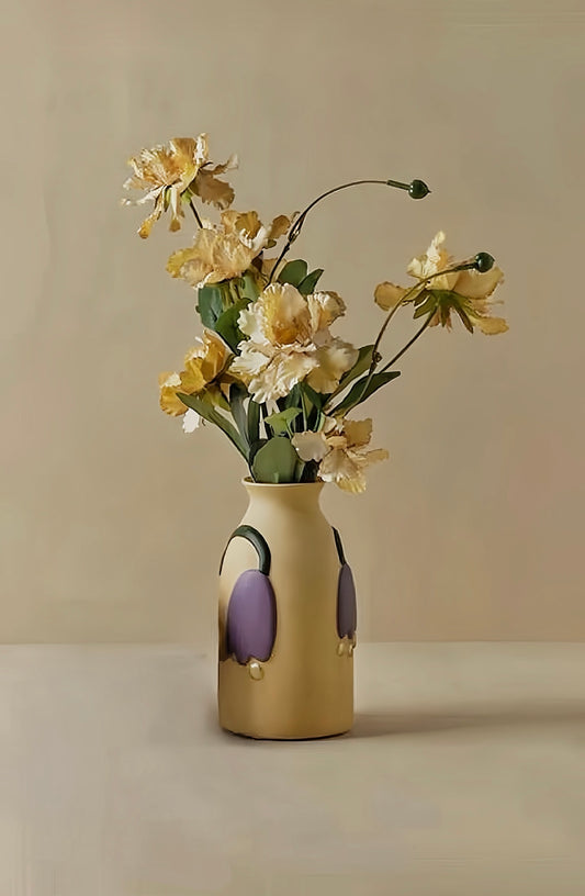 Hand - painted Floral Ceramic Vase