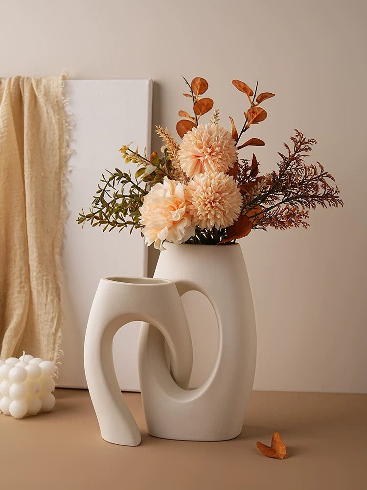 Ceramic Flower Vases Set with Artificial flowers