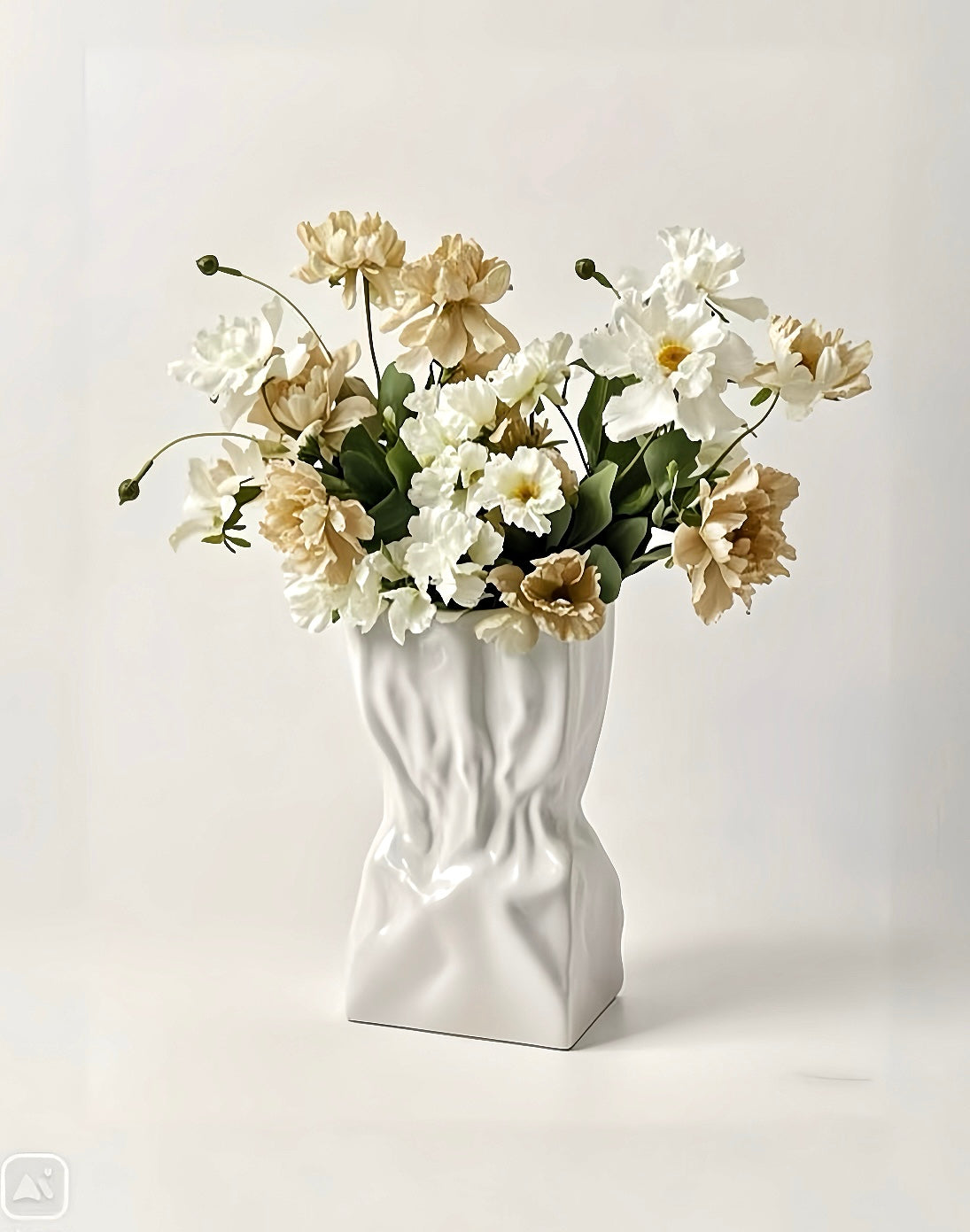 Paper Bag - Style Crinkle Ceramic Vase