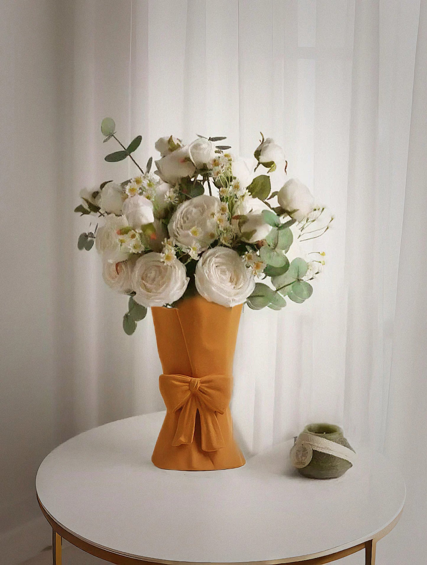 Bow - adorned Vase Rustic Style