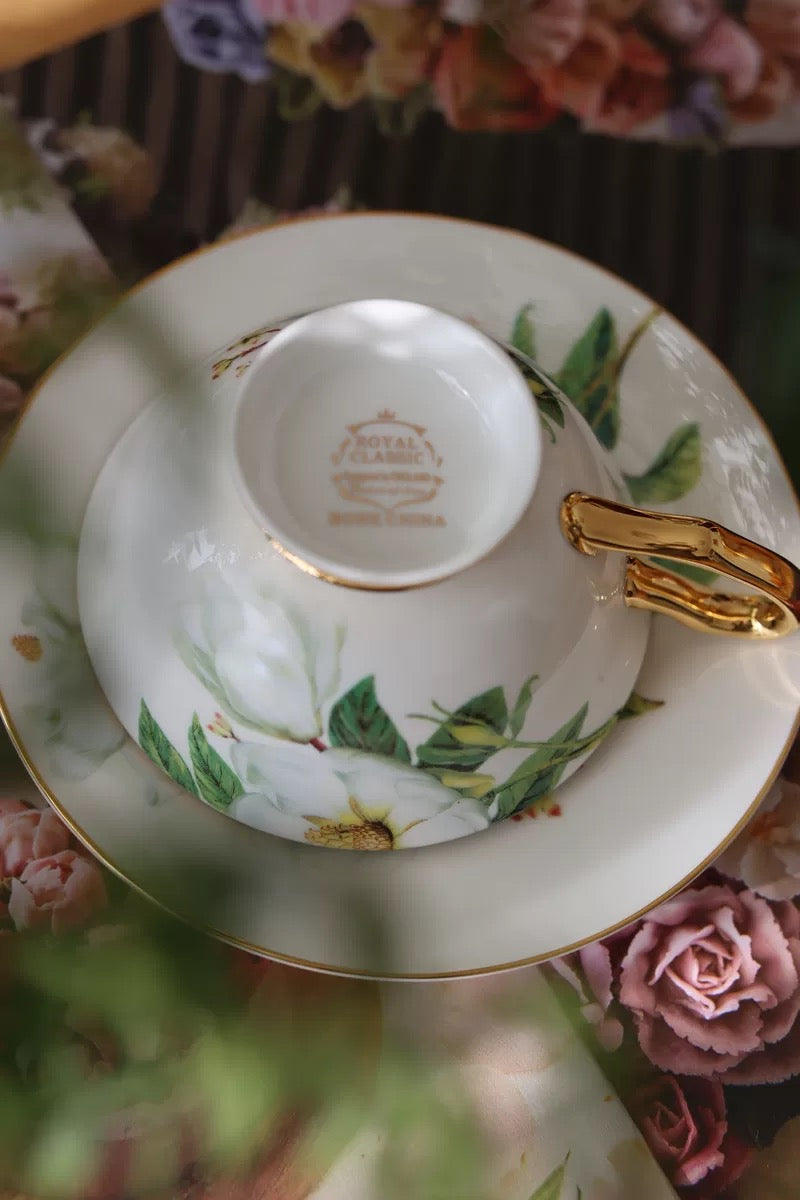 Magnolia Floral Cup Set Bone China 220ml(Gift Box)