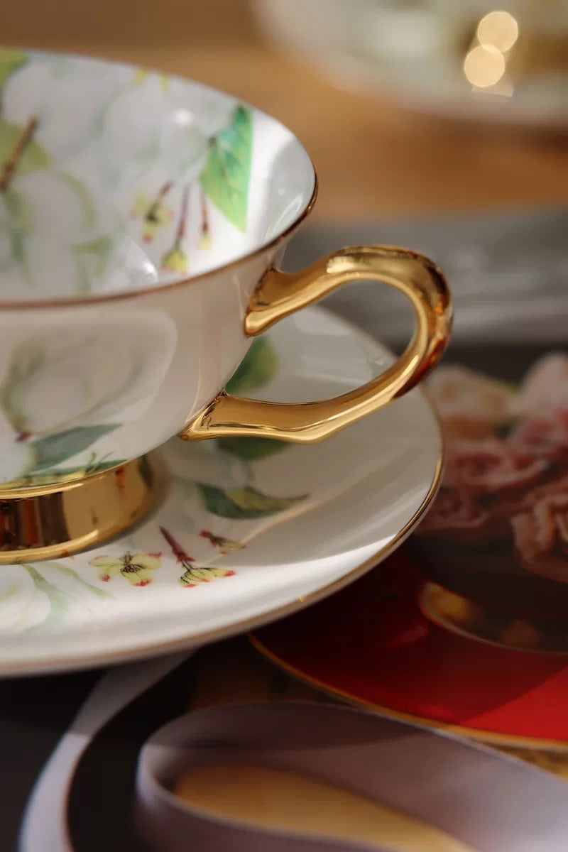 Magnolia Floral Cup Set Bone China 220ml(Gift Box)