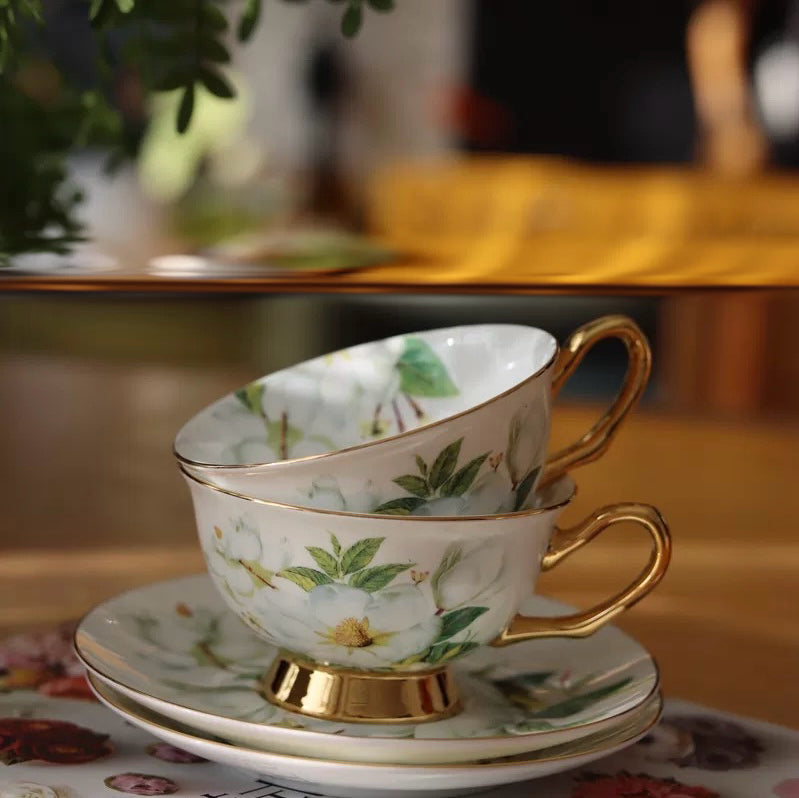Magnolia Floral Cup Set Bone China 220ml(Gift Box)