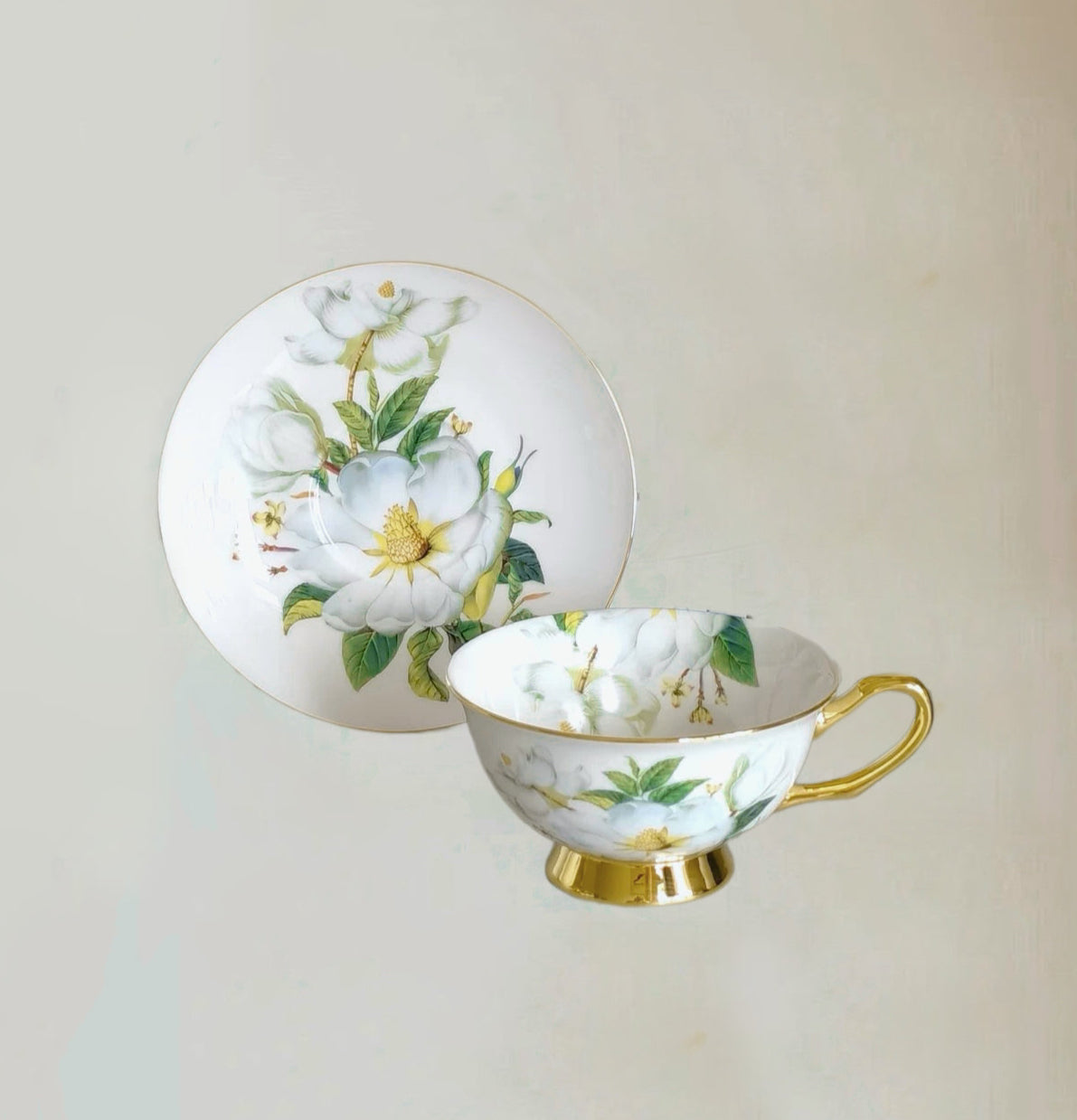 Magnolia Floral Cup Set Bone China 220ml(Gift Box)