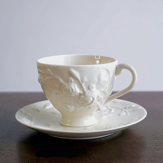 French Embossed Ceramic Coffee Cup Set 210ml (Gift Box)