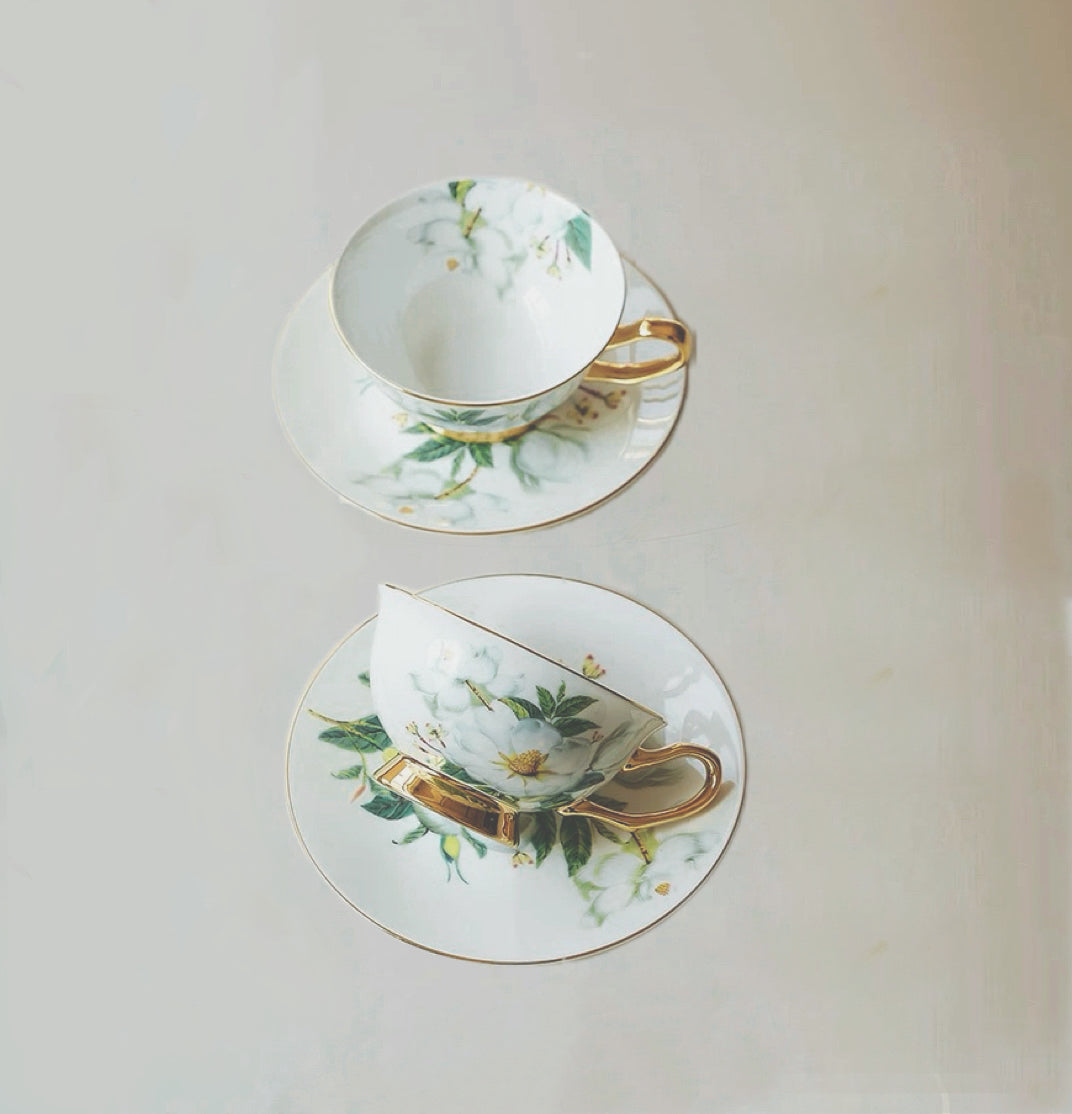Magnolia Floral Cup Set Bone China 220ml(Gift Box)