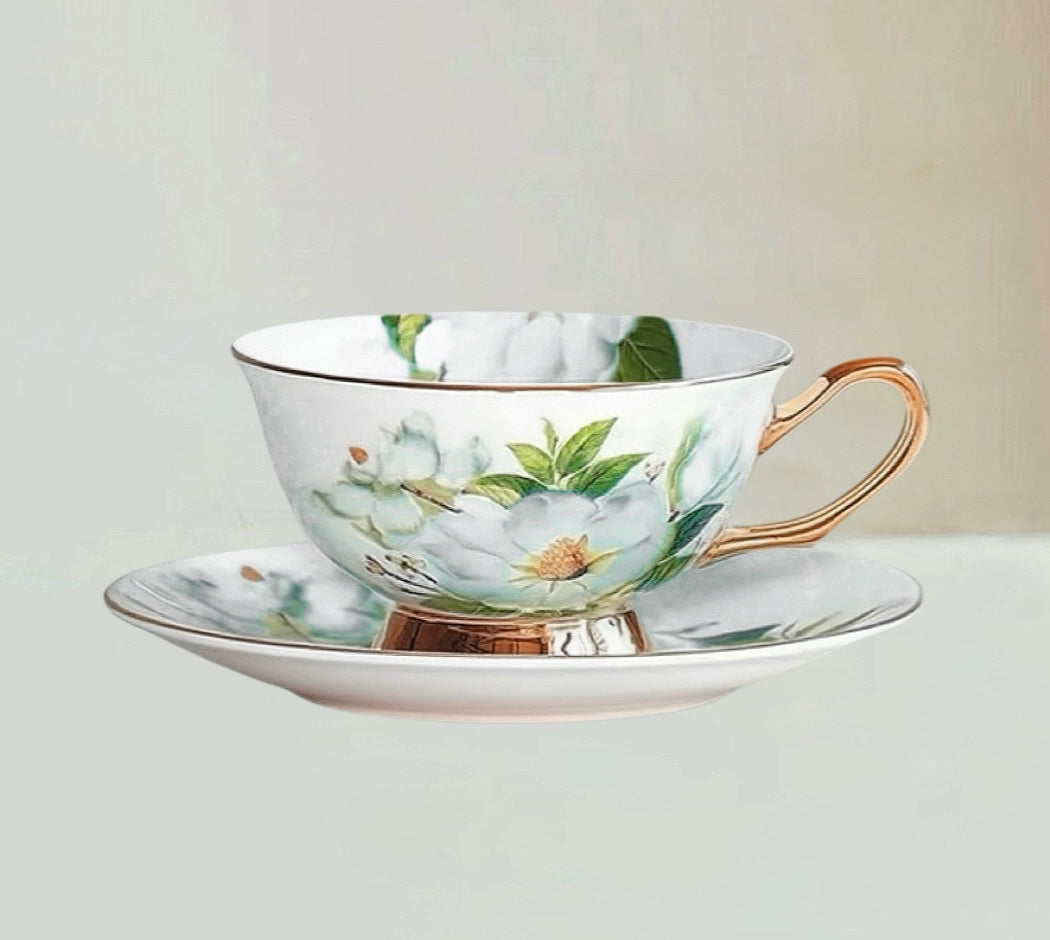 Magnolia Floral Cup Set Bone China 220ml(Gift Box)