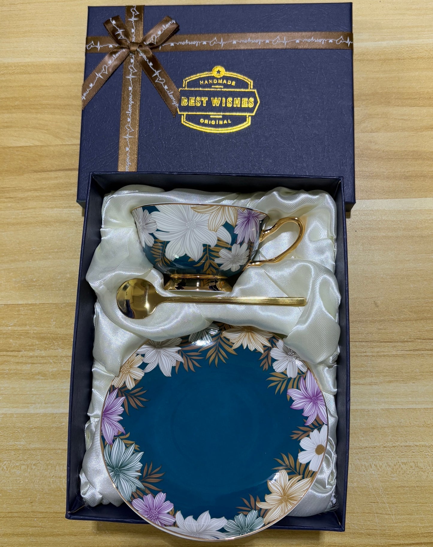 Bloom Floral Coffee Tea Cup Set Bone China 220ml (3pcs gift package)