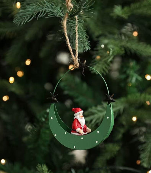 Crescent Santa Christmas Ornament
