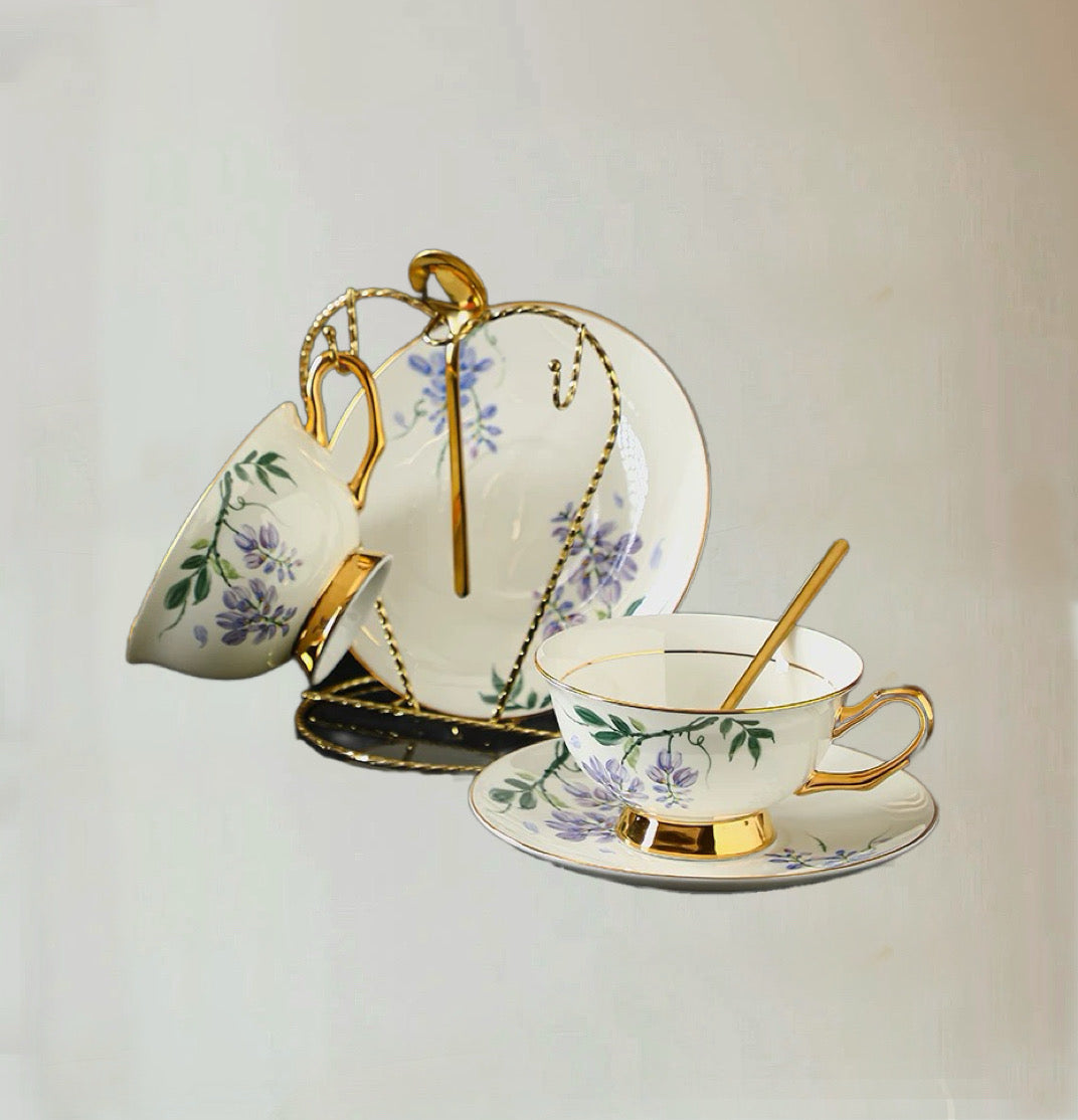 Wisteria Floral Cup Set Bone China 220ml(Gift Box)