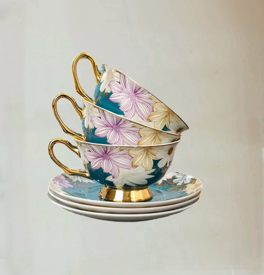 Bloom Floral Cup Set Bone China 220ml (Gift Box)