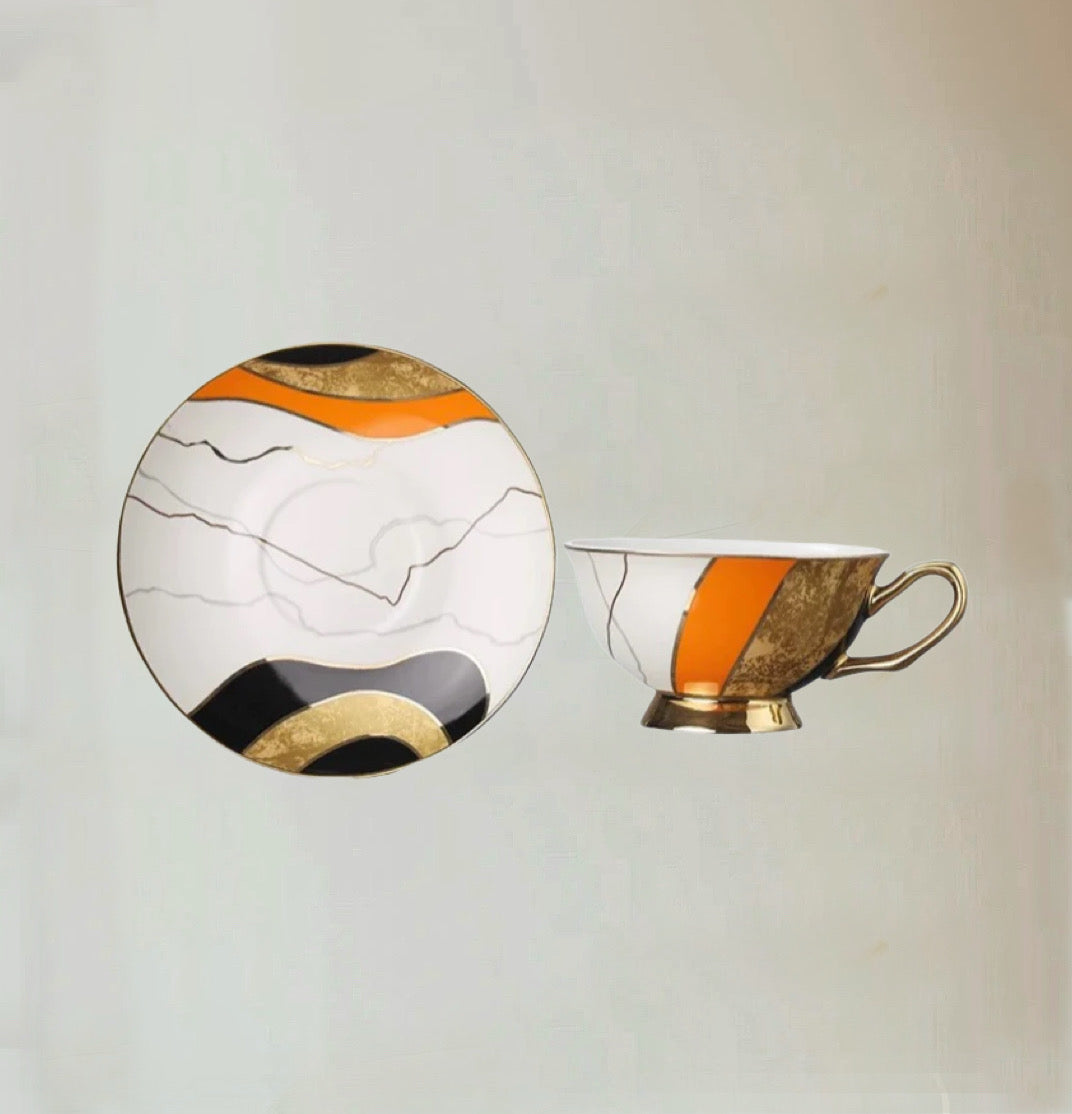 Geometric Cup Set Bone China 220ml(Gift Box)