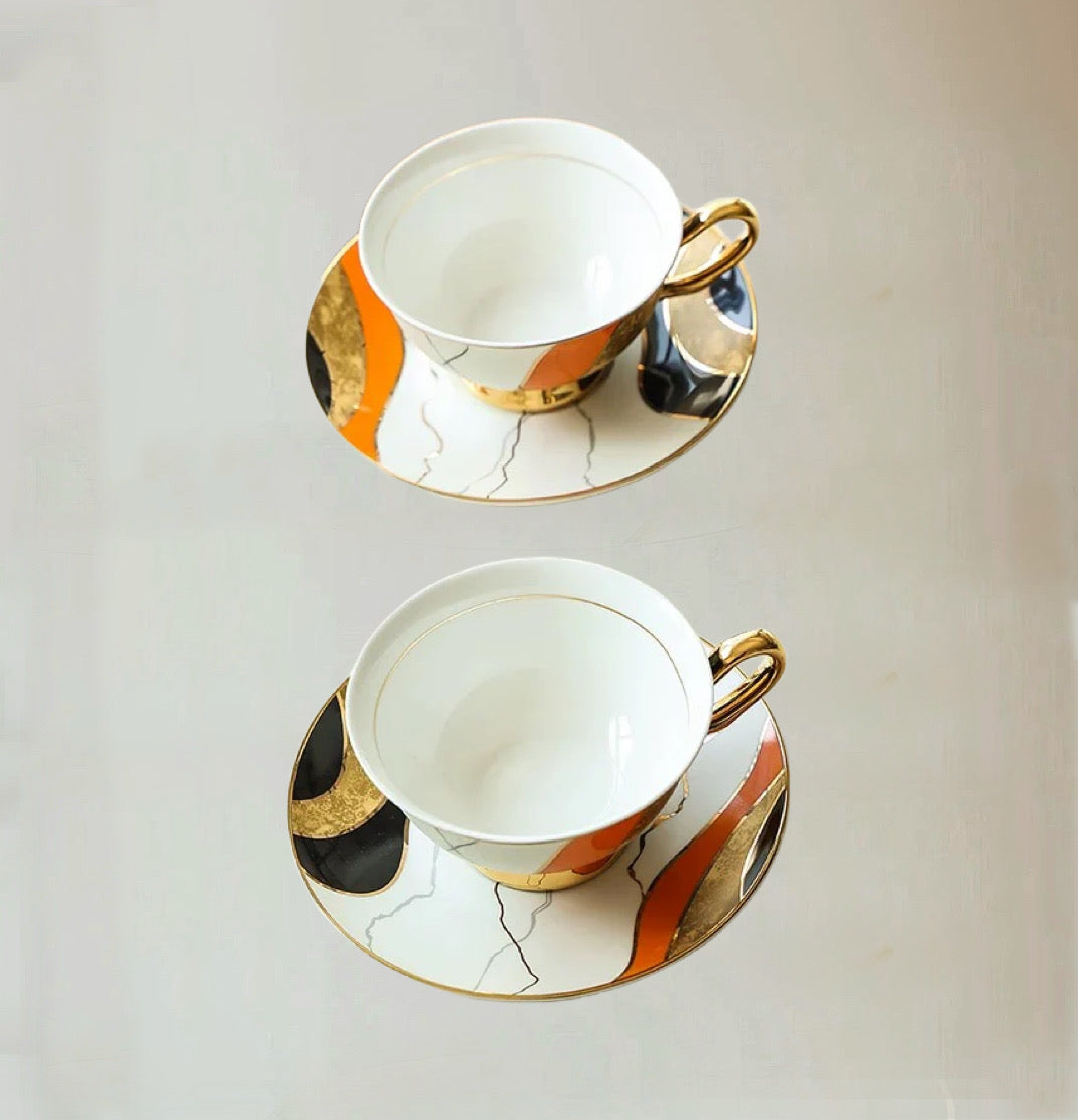 Geometric Cup Set Bone China 220ml(Gift Box)